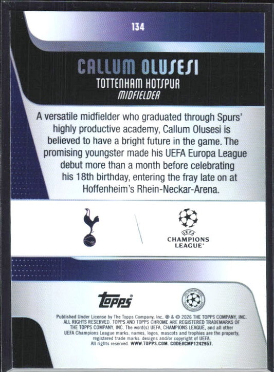 Callum Olusesi 2025-26 Topps Chrome UCC #134 – baksida