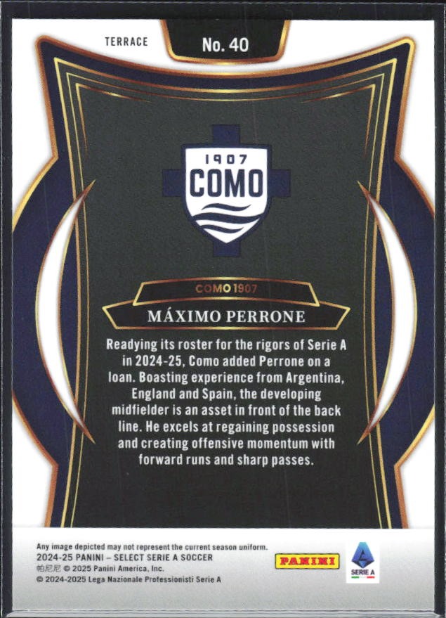 2024-25 Panini Select Serie A Máximo Perrone Terrace #40 – baksida