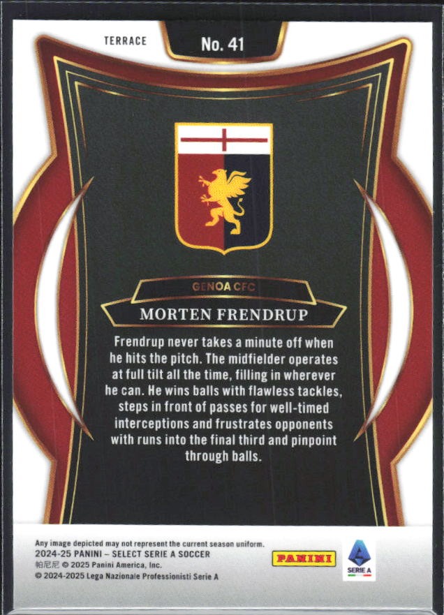 2024-25 Panini Select Serie A Morten Frendrup Terrace #41 – baksida