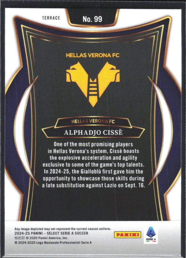 2024-25 Panini Select Serie A Alphadjo Cissè Terrace #99 – baksida