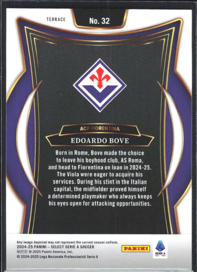 2024-25 Panini Select Serie A Edoardo Bove Terrace #32 – baksida