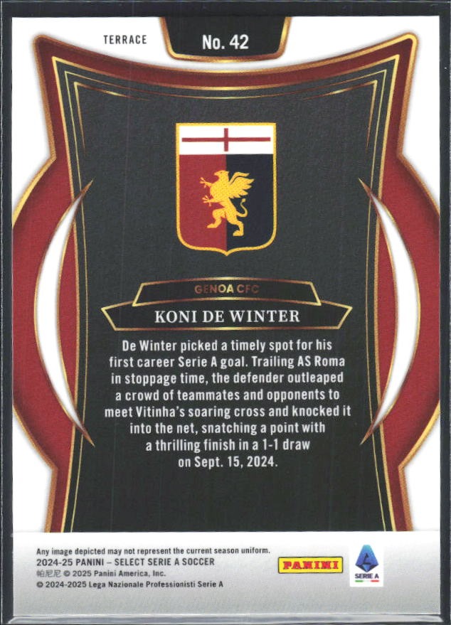 2024-25 Panini Select Serie A Koni De Winter Terrace #42 – baksida