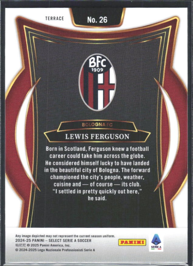 2024-25 Panini Select Serie A Lewis Ferguson Terrace #26 – baksida
