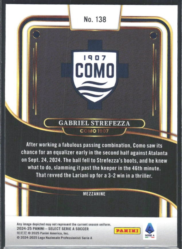 2024-25 Panini Select Serie A Gabriel Strefezza Mezzanine #138 – baksida