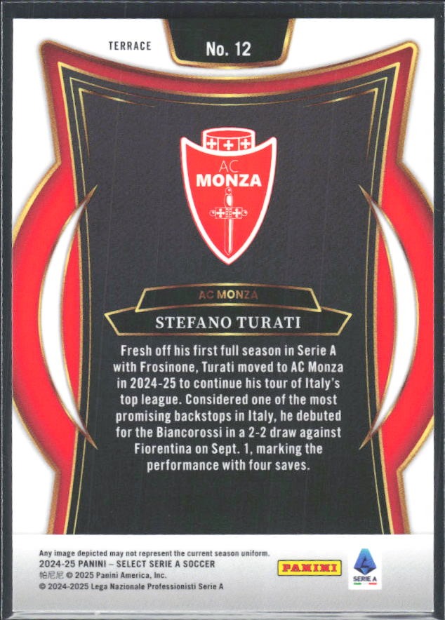 2024-25 Panini Select Serie A Stefano Turati Terrace #12 – baksida