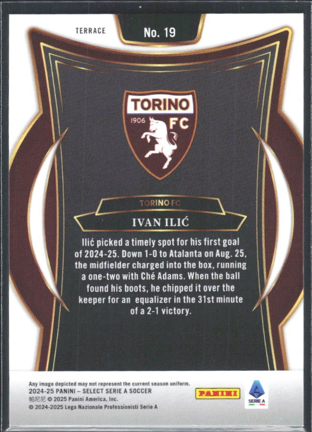 2024-25 Panini Select Serie A Ivan Ilić Terrace #19 – baksida