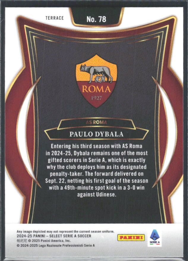 2024-25 Panini Select Serie A Paulo Dybala Terrace #78 – baksida
