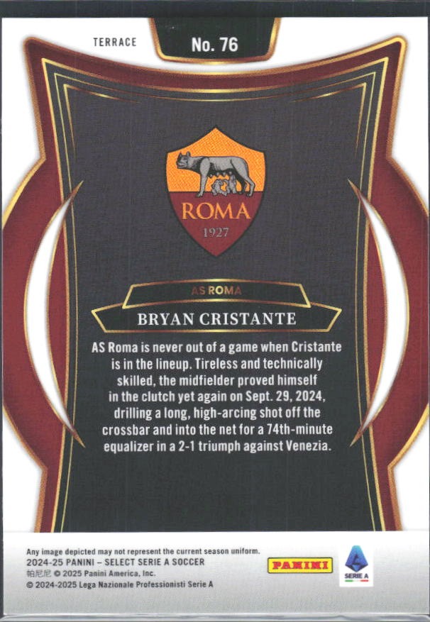 2024-25 Panini Select Serie A Bryan Cristante Terrace #76 – baksida