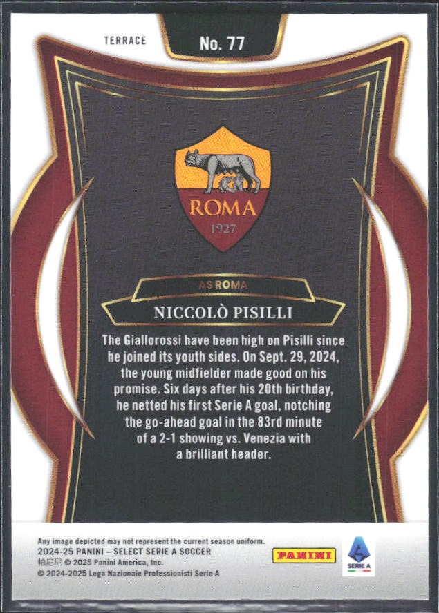 2024-25 Panini Select Serie A Niccolò Pisilli Terrace #77 – baksida