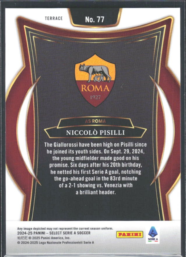 2024-25 Panini Select Serie A Niccolò Pisilli Terrace #77 – baksida