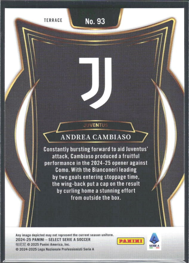 2024-25 Panini Select Serie A Andrea Cambiaso Terrace #93 – baksida