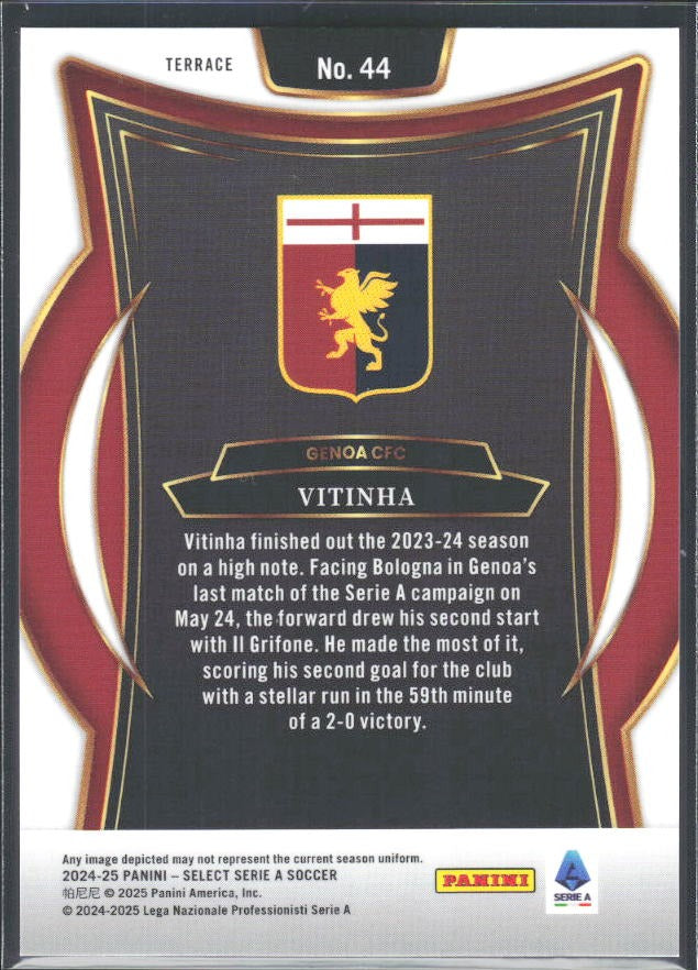 2024-25 Panini Select Serie A Vitinha Terrace #44 – baksida