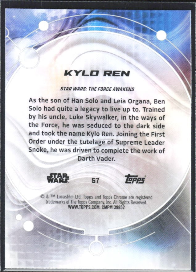 2026 Topps Chrome Star Wars Kylo Ren Characters #57 – baksida