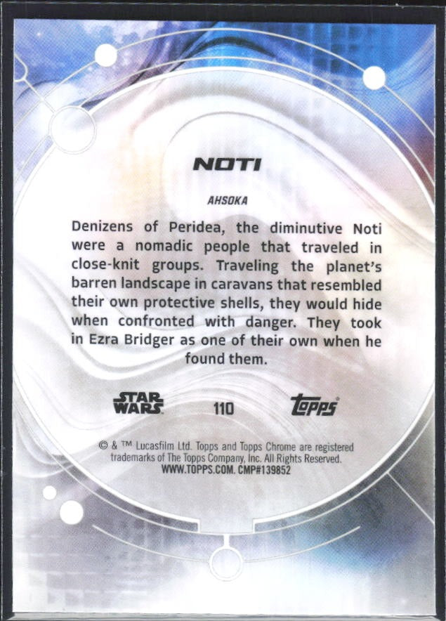 2026 Topps Chrome Star Wars Noti Characters #110 – baksida