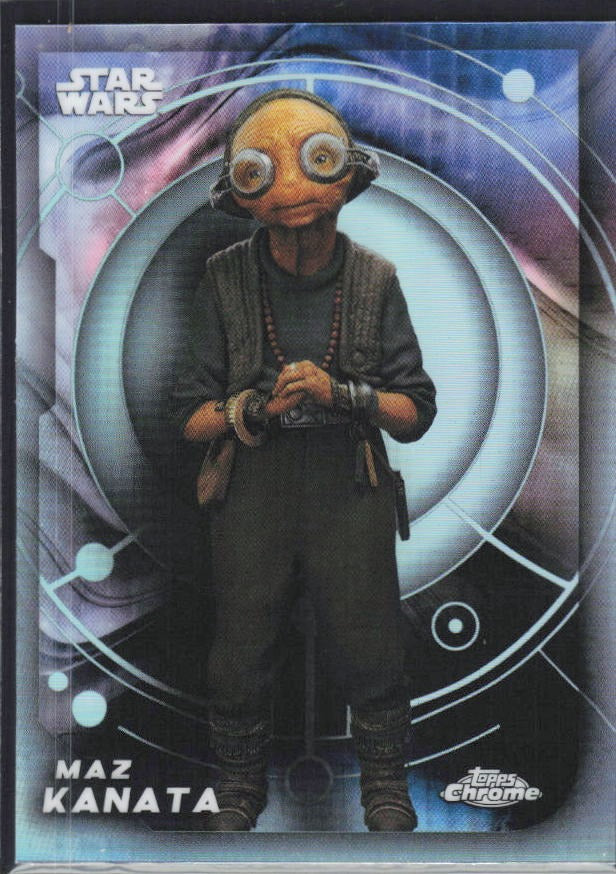 2026 Topps Chrome Star Wars Maz Kanata Characters Rainbow Refractor #30 – framsida