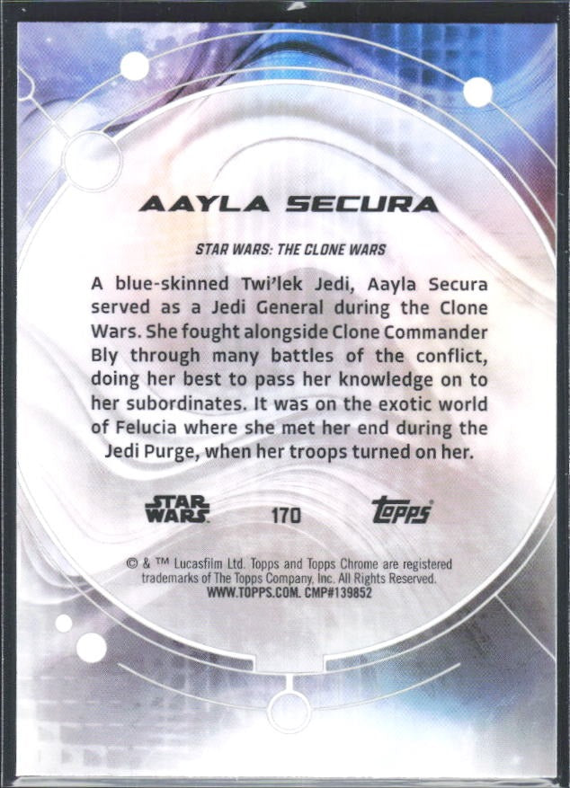 2026 Topps Chrome Star Wars Aayla Secura Characters #170 – baksida