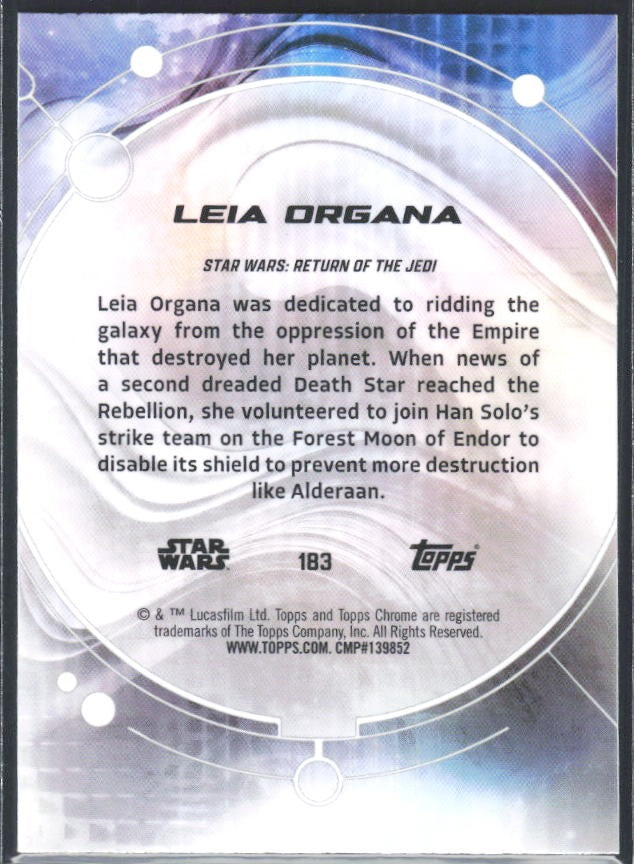 2026 Topps Chrome Star Wars Leia Organa Characters #183 – baksida
