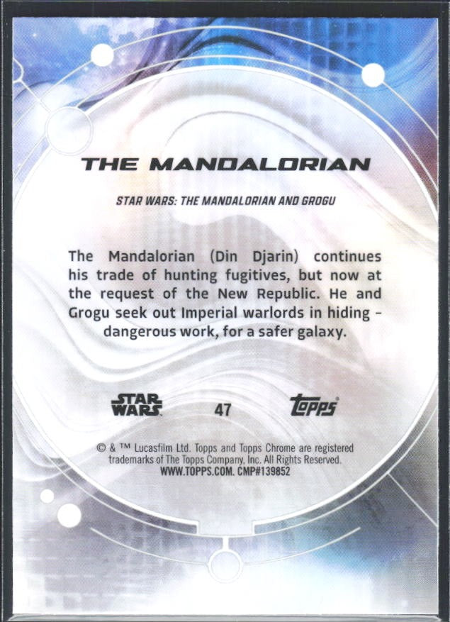 2026 Topps Chrome Star Wars The Mandalorian Characters Skywalker Blue Geometric Refractor #47 – baksida