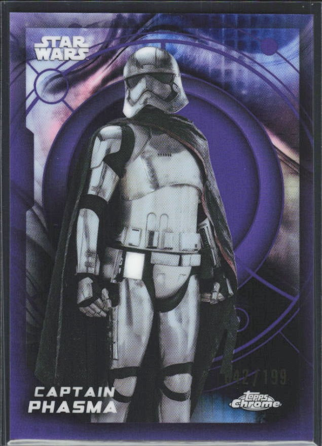 2026 Topps Chrome Star Wars Captain Phasma Characters Kamino Purple Refractor /199 #93 – framsida