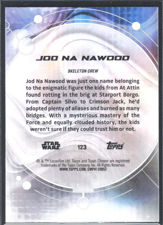 2026 Topps Chrome Star Wars Jod Na Nawood Characters #123 – baksida
