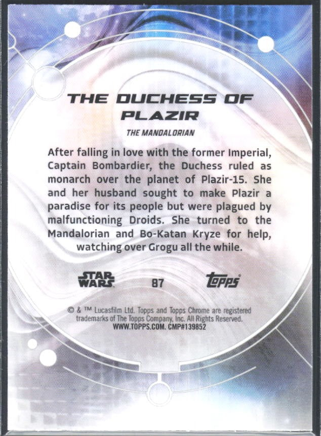 2026 Topps Chrome Star Wars The Duchess of Plazir Characters #87 – baksida
