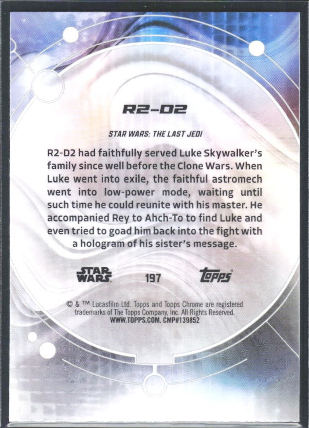 2026 Topps Chrome Star Wars R2-D2 Characters #197 – baksida