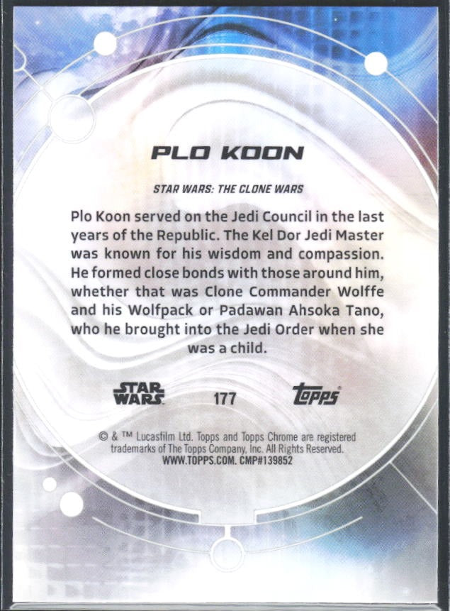 2026 Topps Chrome Star Wars Plo Koon Characters #177 – baksida