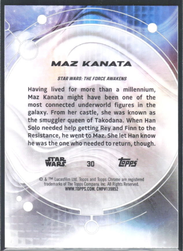 2026 Topps Chrome Star Wars Maz Kanata Characters #30 – baksida