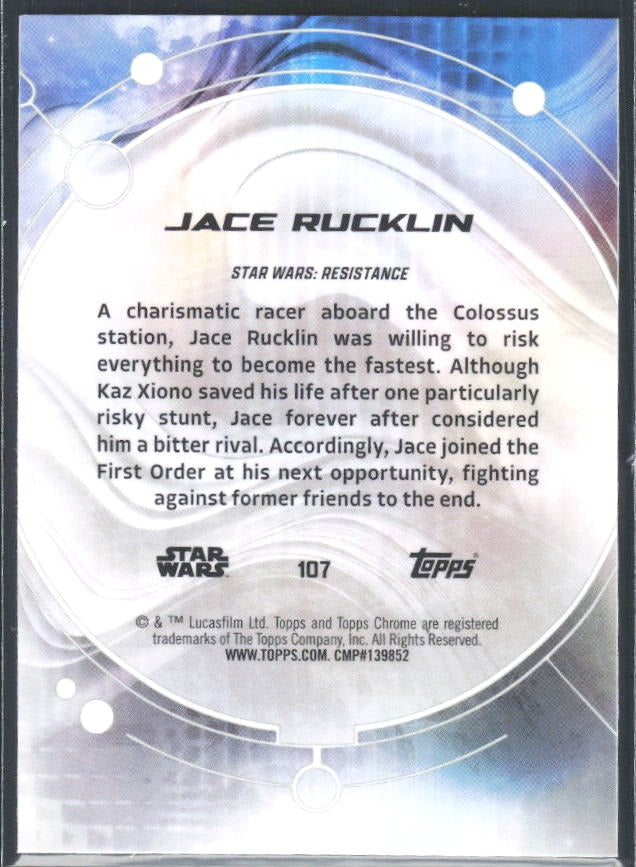 2026 Topps Chrome Star Wars Jace Rucklin Characters #107 – baksida