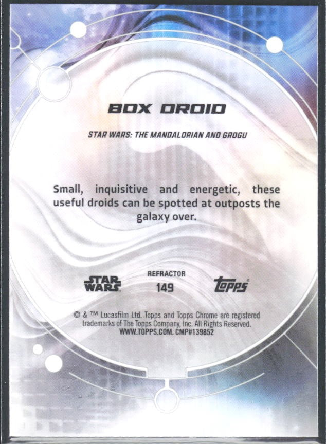 2026 Topps Chrome Star Wars BDX Droid Characters Rainbow Refractor #149 – baksida