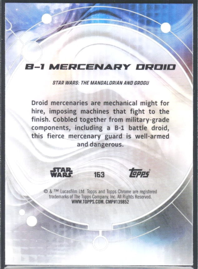 2026 Topps Chrome Star Wars B-1 Mercenary Droid Characters #163 – baksida