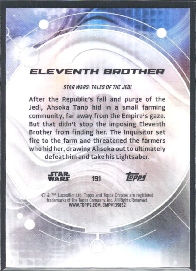 2026 Topps Chrome Star Wars Eleventh Brother Characters Prism Refractor – preliminär #191 – baksida