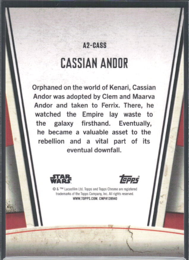 2026 Topps Chrome Star Wars Cassian Andor Andor Season 2 Characters Green Refractor /99 #A2-CASS – baksida