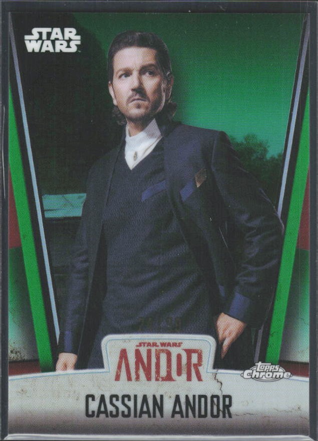 2026 Topps Chrome Star Wars Cassian Andor Andor Season 2 Characters Green Refractor /99 #A2-CASS – framsida