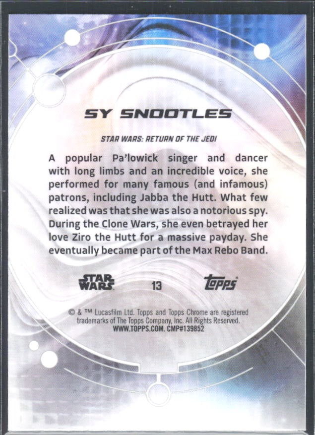 2026 Topps Chrome Star Wars Sy Snootles Characters #13 – baksida