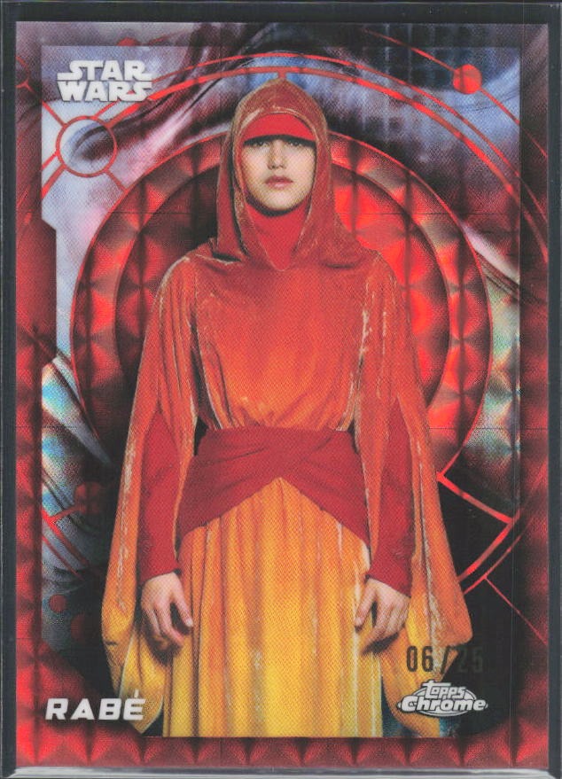 2026 Topps Chrome Star Wars Rabé Characters Orange Geometric Refractor 06/25 #15 – framsida