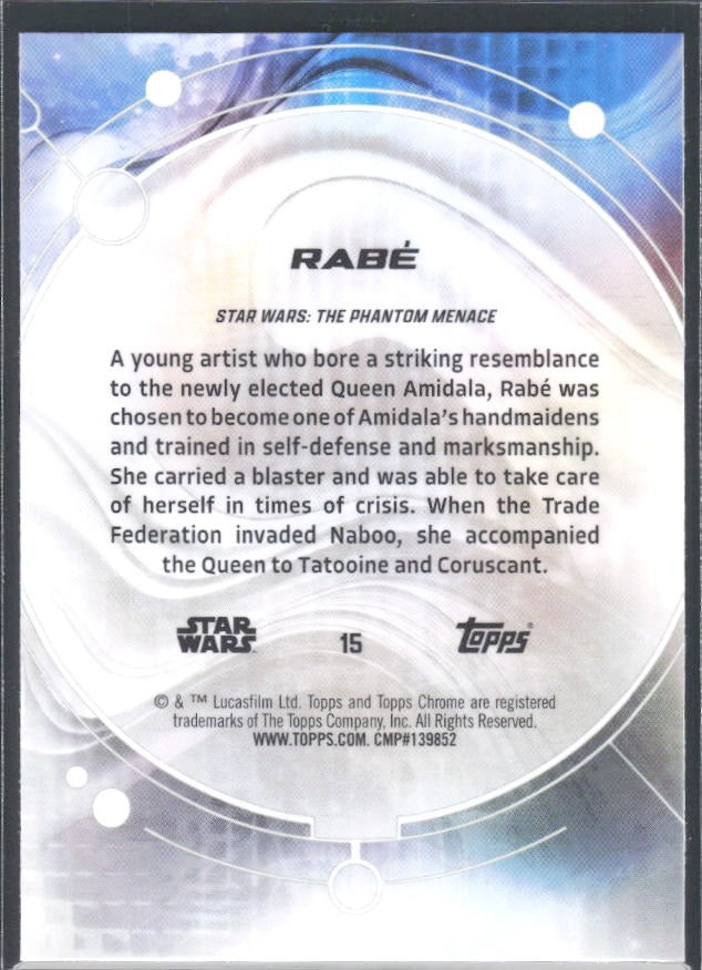 2026 Topps Chrome Star Wars Rabé Characters #15 – baksida