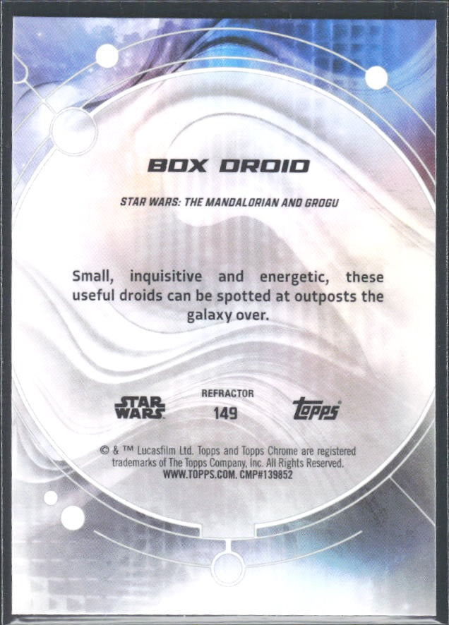 2026 Topps Chrome Star Wars BDX Droid Characters Rainbow Refractor #149 – baksida