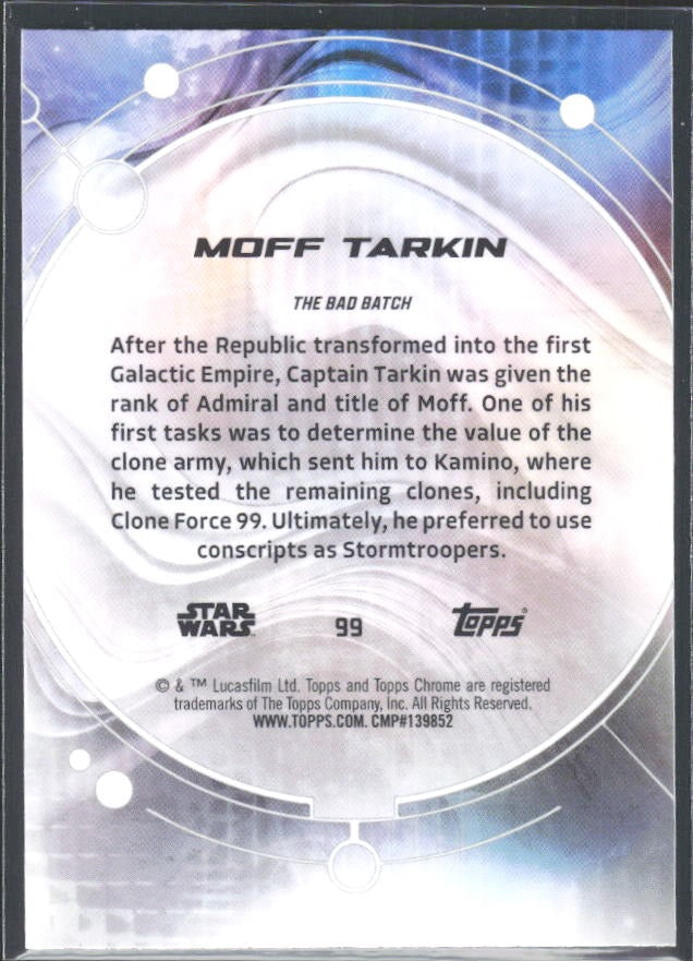 2026 Topps Chrome Star Wars Moff Tarkin Characters #39 – baksida