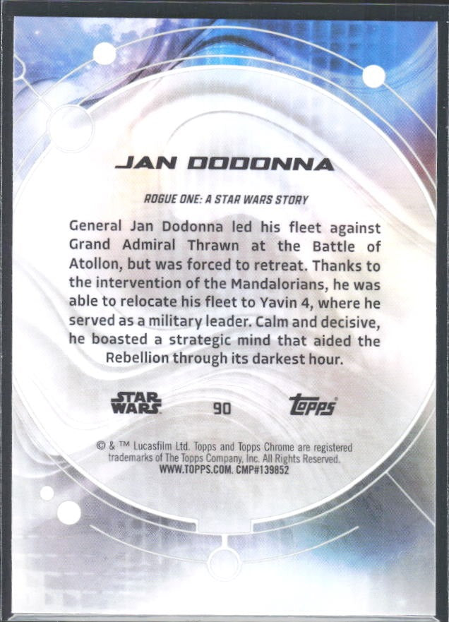 2026 Topps Chrome Star Wars Jan Dodonna Characters #90 – baksida