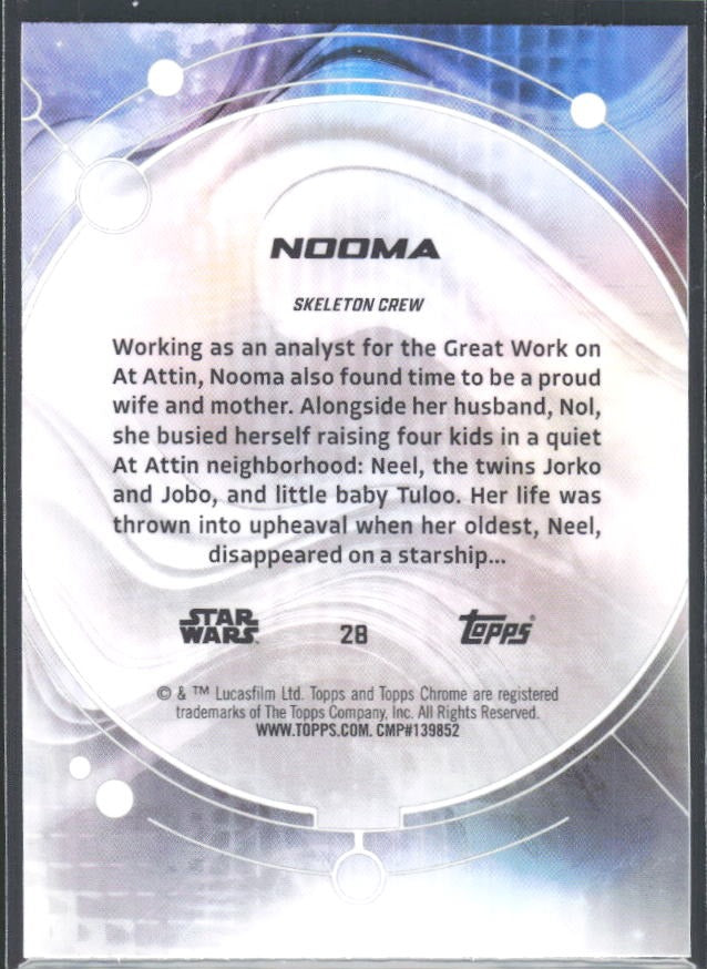 2026 Topps Chrome Star Wars Nooma Characters #28 – baksida