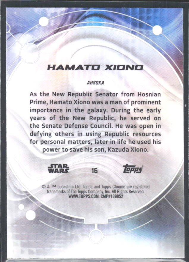2026 Topps Chrome Star Wars Hamato Xiono Characters #16 – baksida