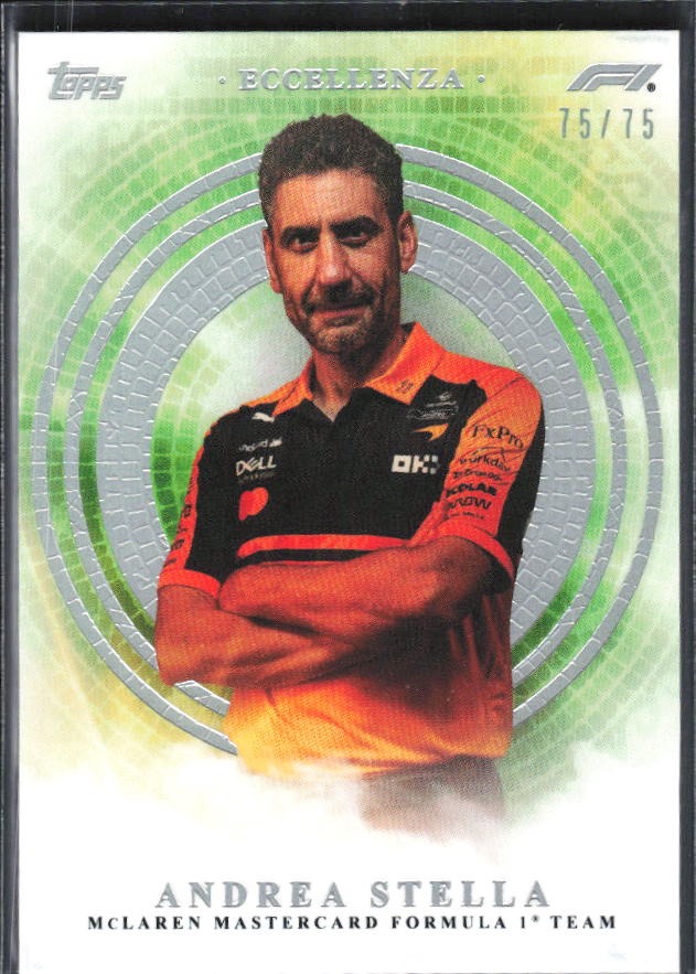 2026 Topps F1 Eccellenza Andrea Stella Eccellenza Green 75/75 – framsida