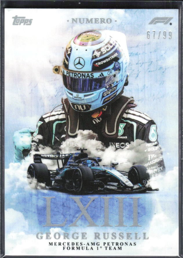 2026 Topps F1 Eccellenza George Russell Numero Blue 67/99 – framsida