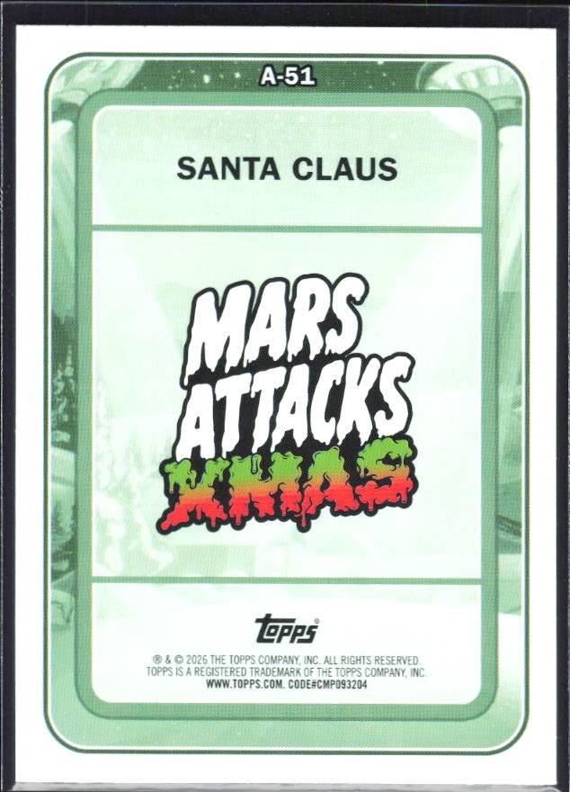 2026 Topps Mars Attacks Christmas Santa Claus Characters A #A-51 – baksida