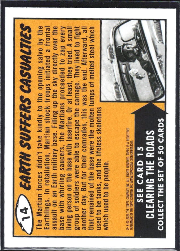 2026 Topps Mars Attacks Christmas Earth Suffers Casualties Base story #14 – baksida