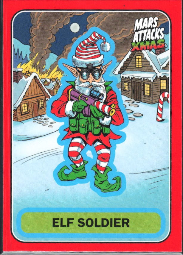 2026 Topps Mars Attacks Christmas Elf Soldier Characters A Red #A-53 – framsida