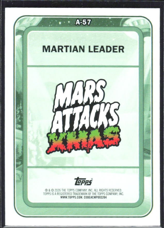 2026 Topps Mars Attacks Christmas Martian Leader Characters A Red #A-57 – baksida