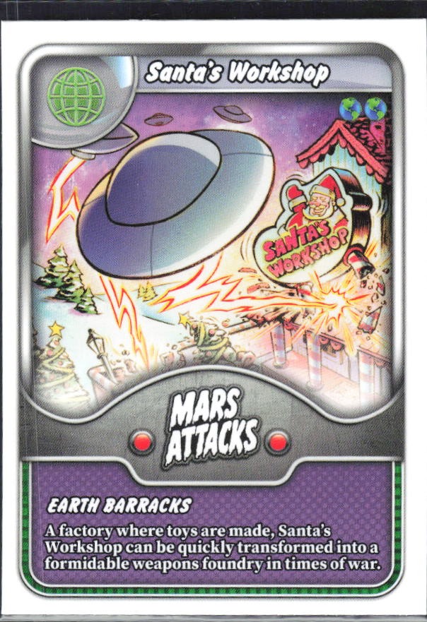 2026 Topps Mars Attacks Christmas Santa’s Workshop / Earth Barracks Battle Ready #BR-10 – framsida