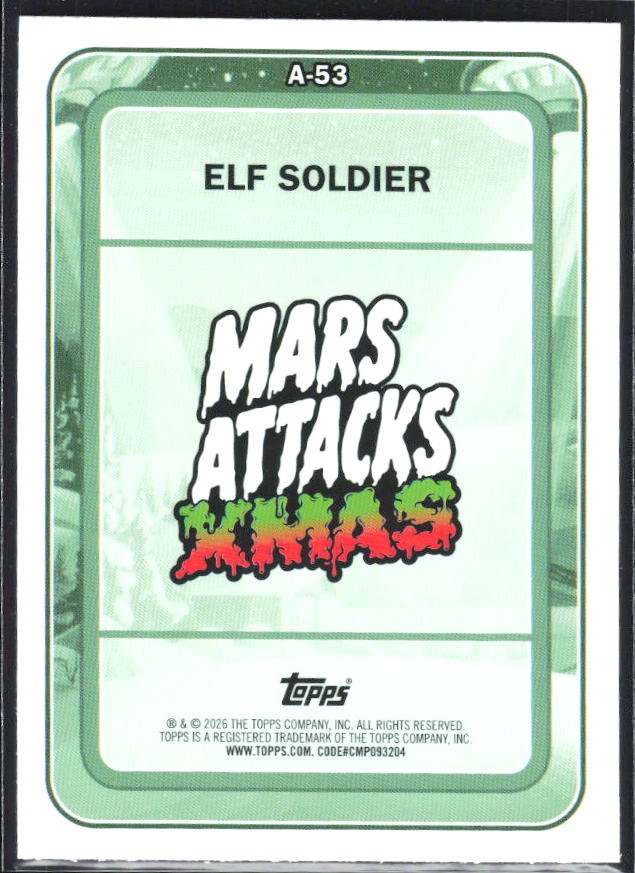 2026 Topps Mars Attacks Christmas Elf Soldier Characters A #A-53 – baksida